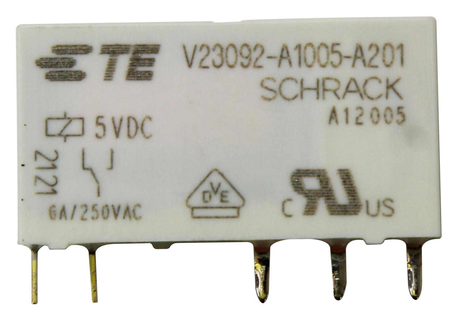 Schrack / Te Connectivity V23092A1005A201 Power Relay, Spdt, 5Vdc, 6A, Tht