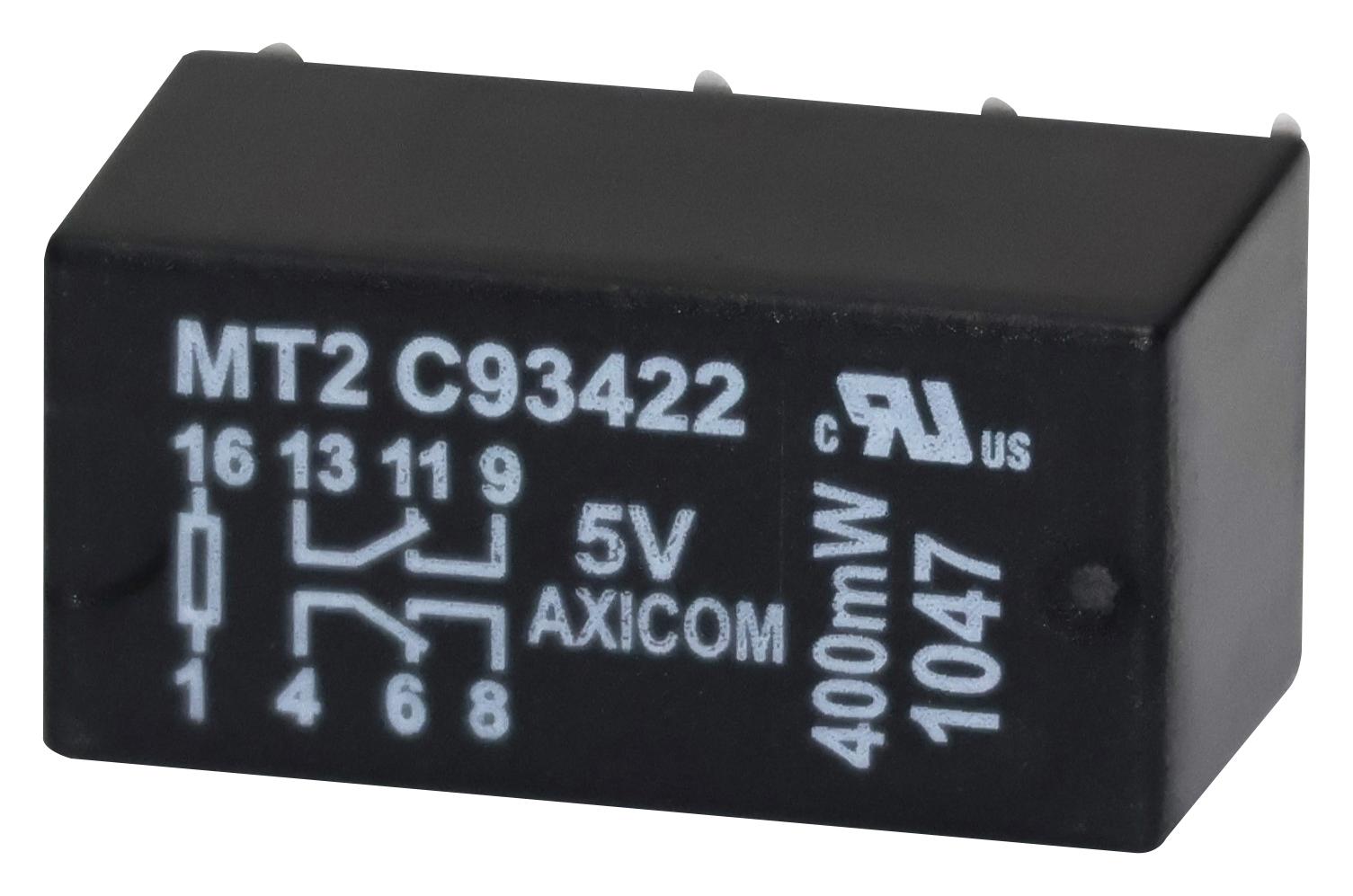 Axicom / Te Connectivity C93422 Signal Relay, Dpdt, 5Vdc, 2A, Tht