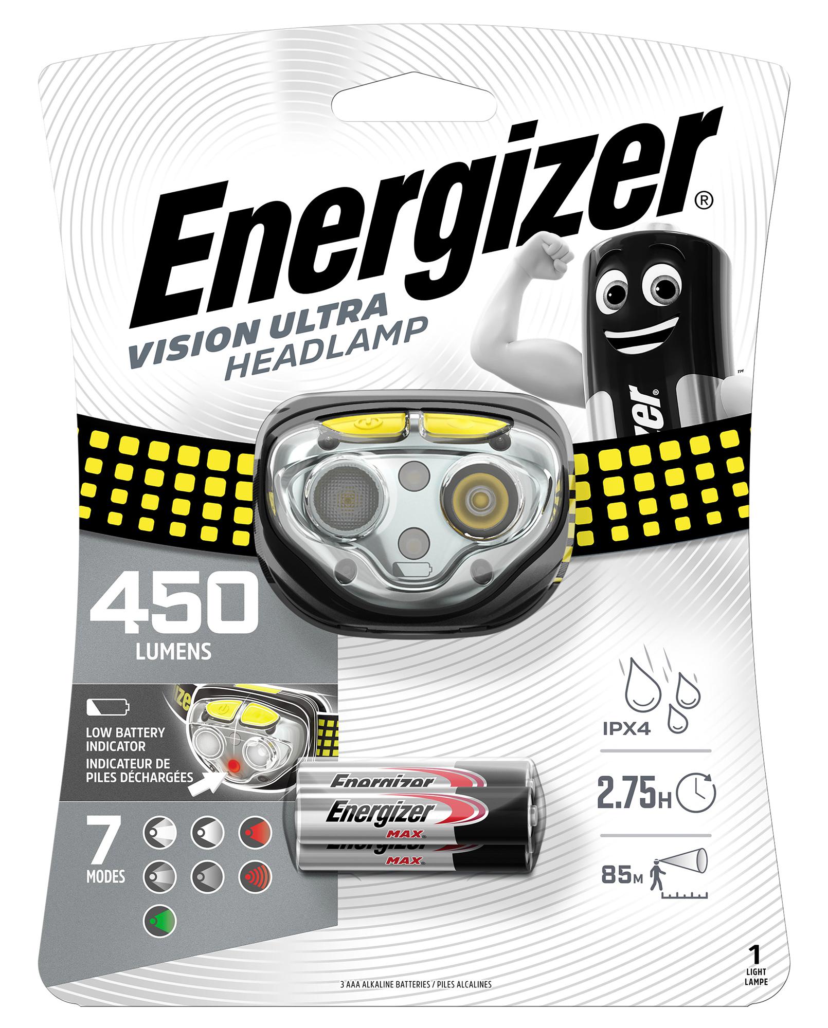 Energizer E301371802 Torch, Vision Hd Head Lamp, 450Lm, 85M