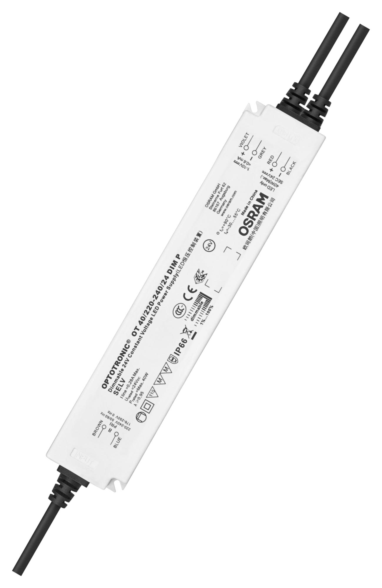 Osram Ot-40/220-240/24-Dim-P Led Driver/psu, Constant Volt, 40W