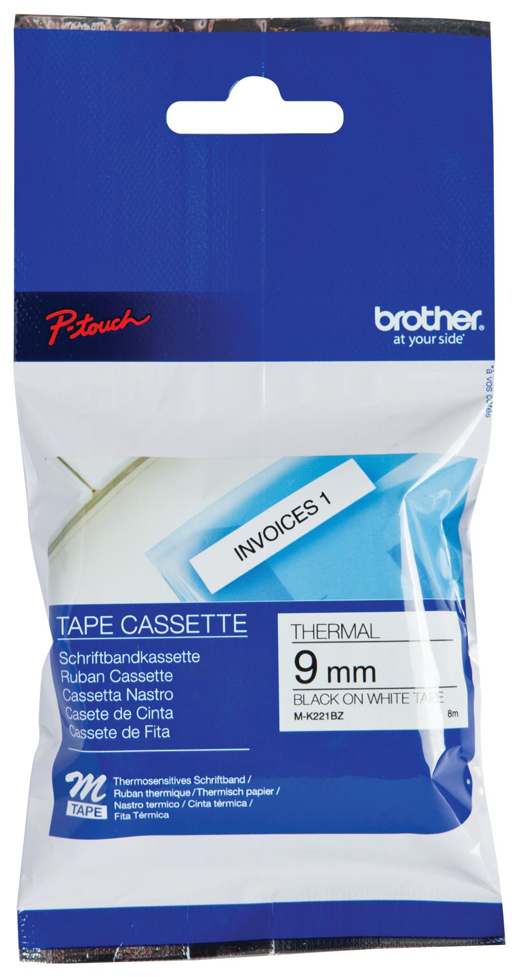 Brother Mk221Bz Tape, 9mm, Black/white