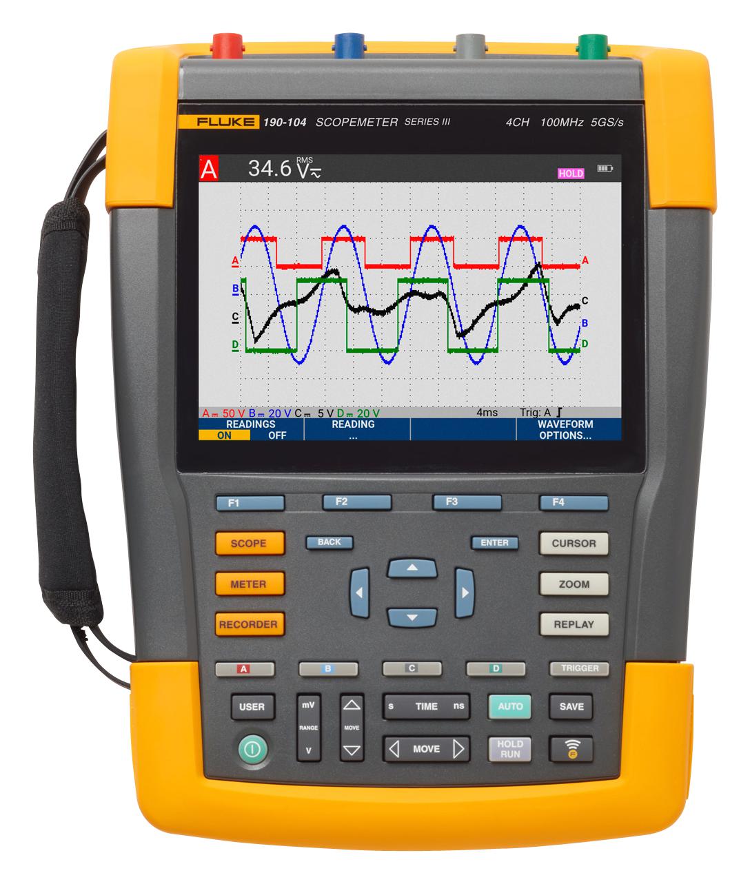 Fluke Fluke-190-104-Iii-S Hand Held Oscilloscopes, Lcd, 100Mhz