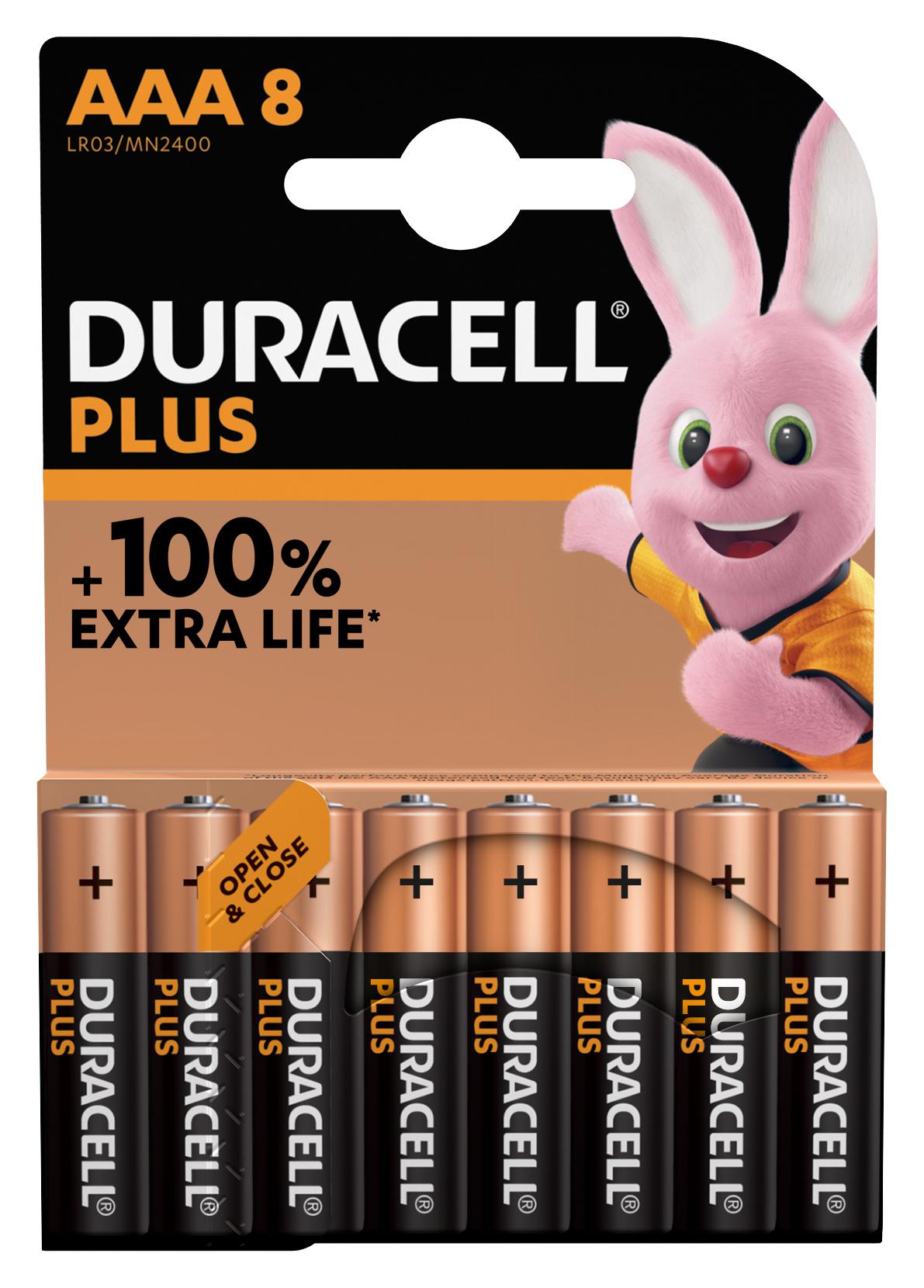 Duracell Mn2400 P8 +/pwr Battery, Aaa, Alkaline, 1.5V