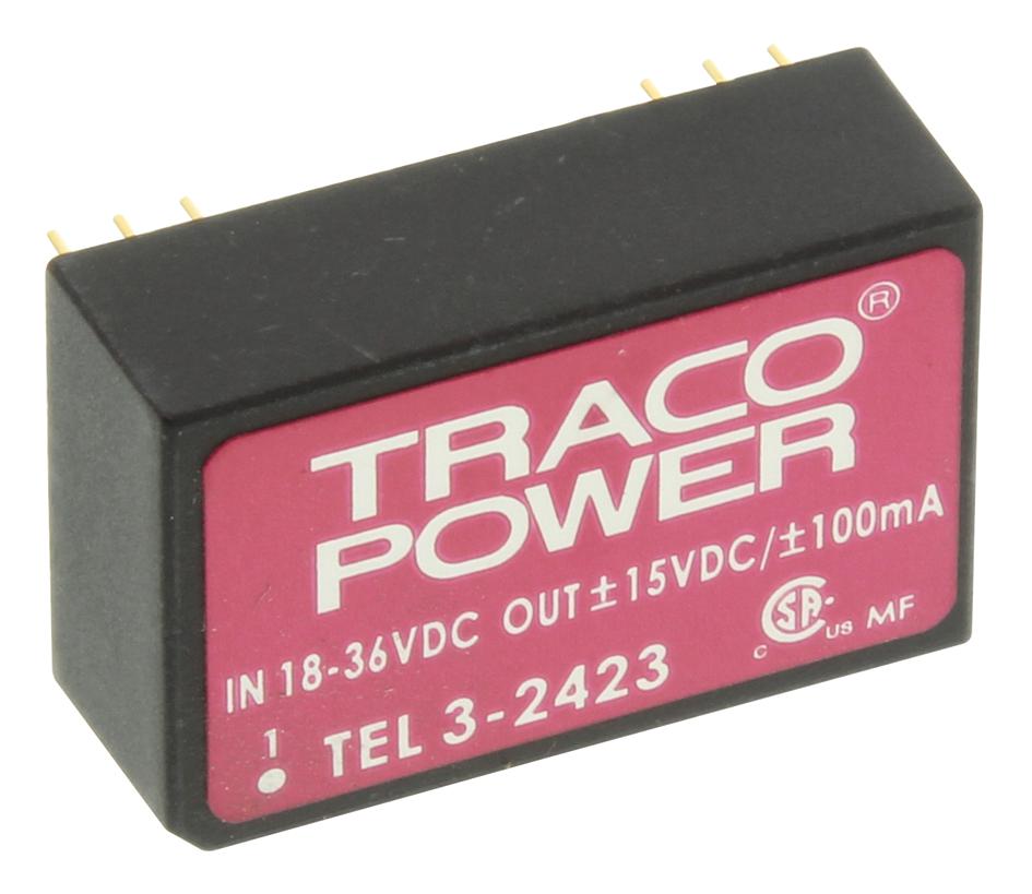 TRACO Power Tel 3-2423 Converter, Dc-Dc, +/-15V, 3W