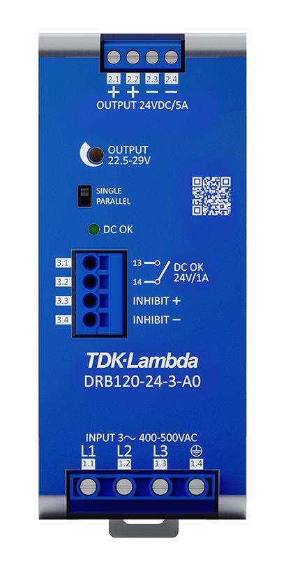 TDK-Lambda Drb120-24-3-A0 Power Supply, Ac-Dc, 24V, 5A