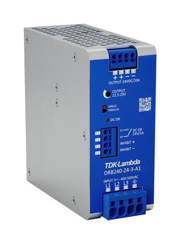 TDK-Lambda Drb240-24-3-A1 Power Supply, Ac-Dc, 24V, 10A