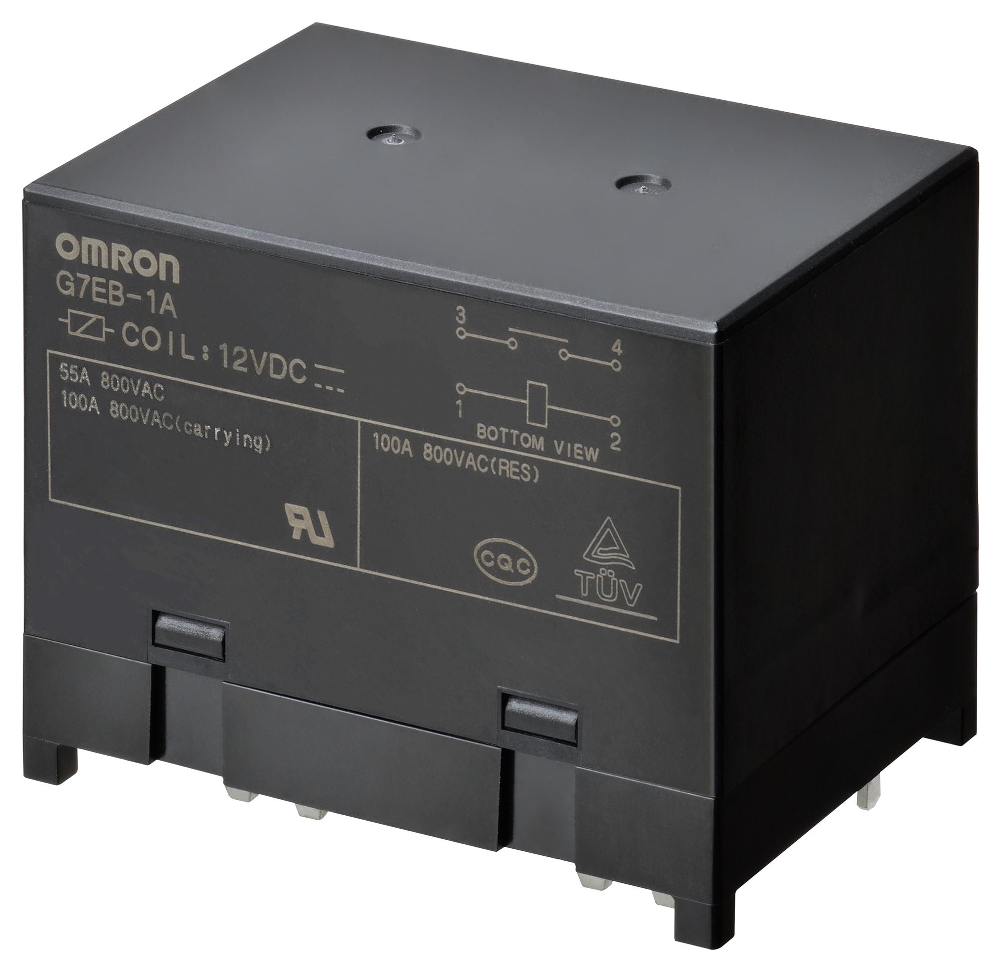 Omron G7Eb-1A Dc12 Power Relay, Spst-No, 12Vdc, 100A, Tht