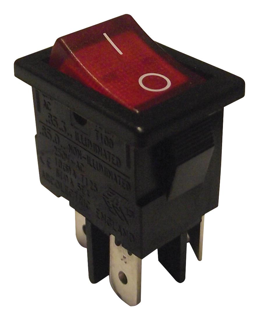 Bulgin H8553Vbnam Rocker Switch, On-Off, Dpst, Red Illum