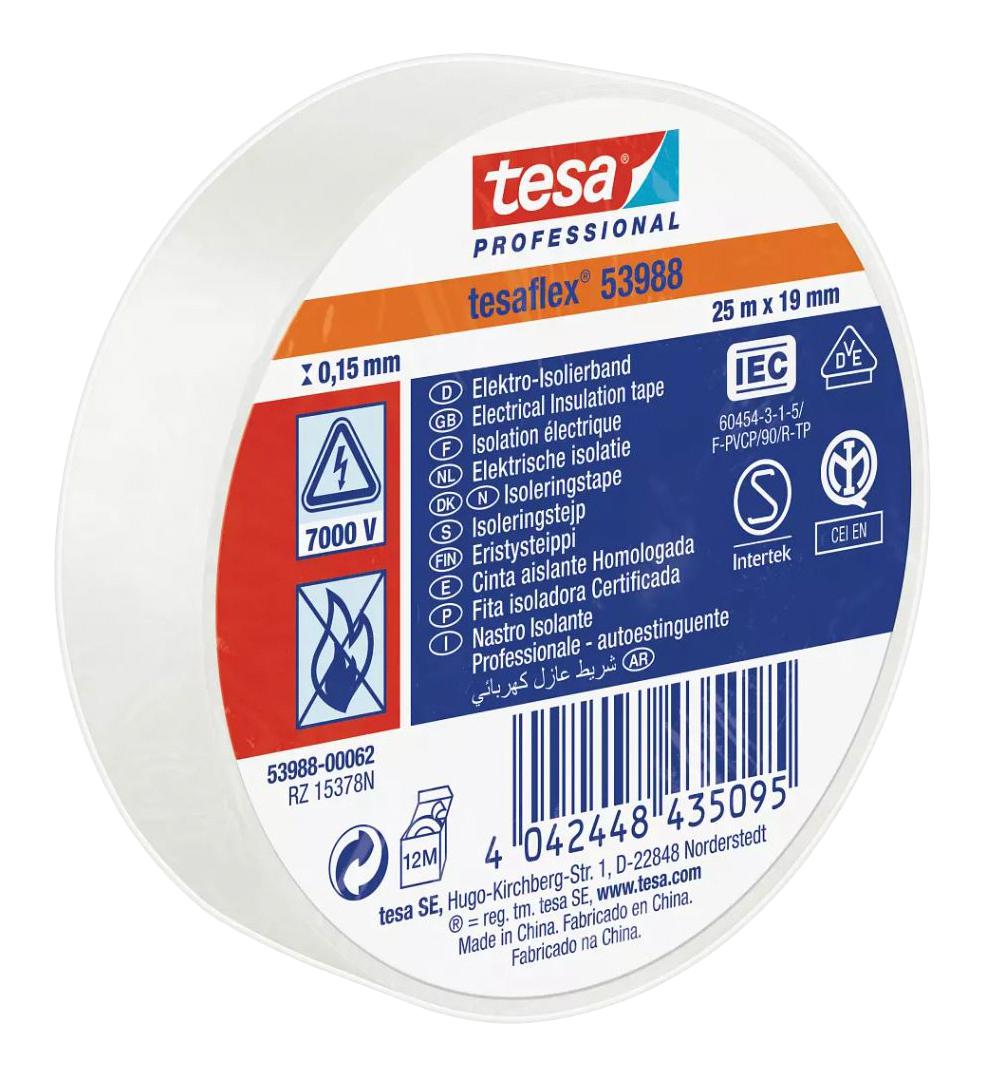 Tesa 53988-00062-00 Tape, White, 19mm X 25M