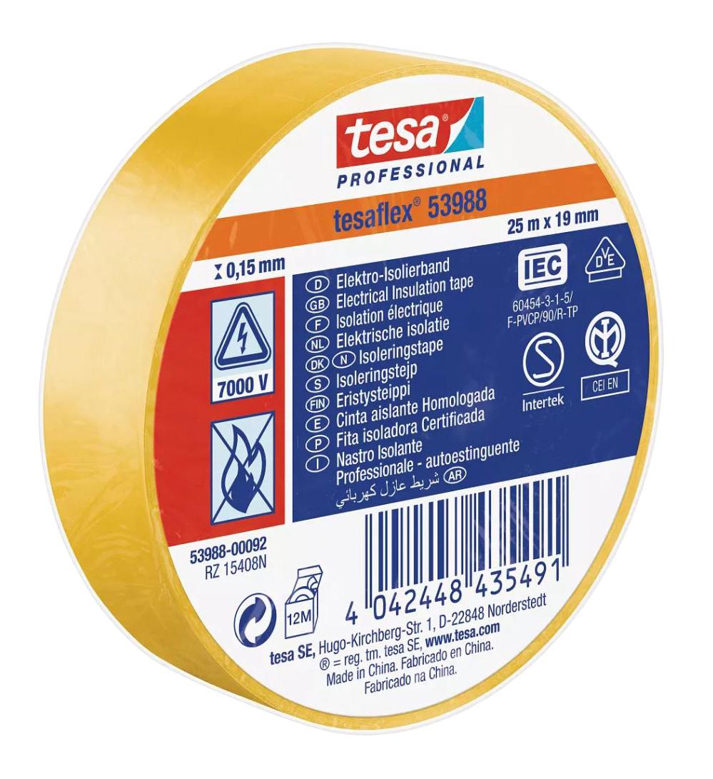 Tesa 53988-00092-00 Tape, Yellow, 19mm X 25M