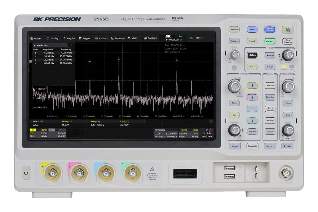 B&K Precision Bk2565B Oscilloscope, 100Mhz, 2Gsps, Lcd Color