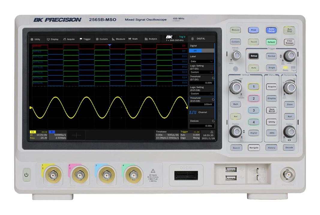 B&K Precision Bk2565B-Mso Oscilloscope, 100Mhz, Tft Lcd Color