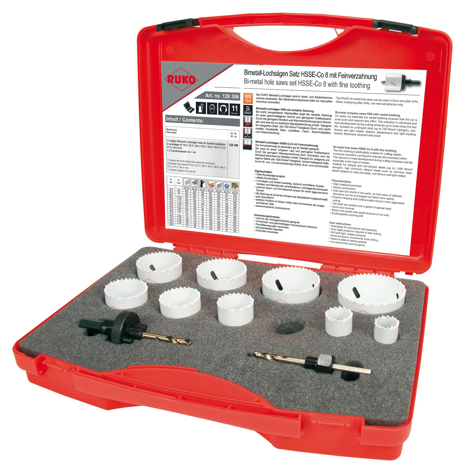 Ruko 126306 Bi-Metal Hole Saw Set, 11Pc