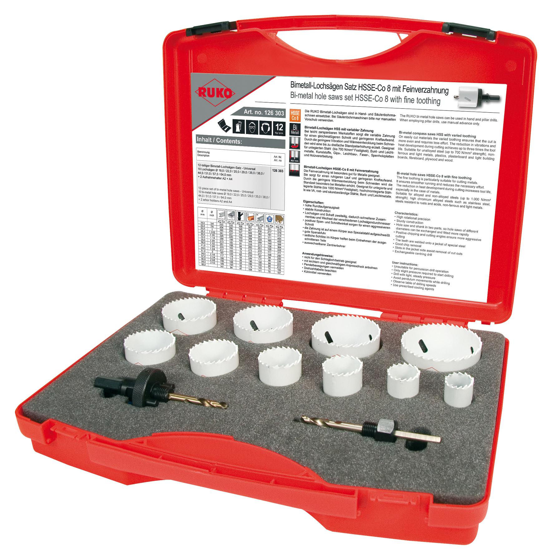 Ruko 126303 Bi-Metal Hole Saw Set, 12Pc