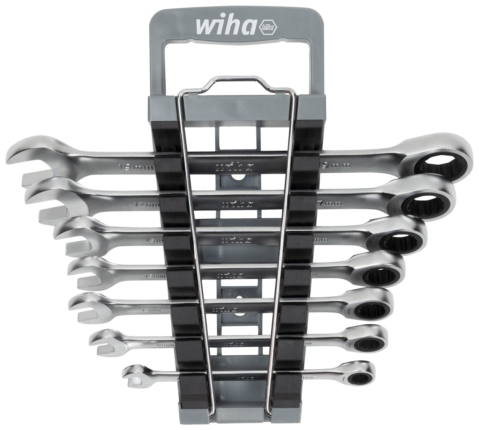 Wiha 45244 Set, Ring Ratchet Open End Spanner, 8Pc