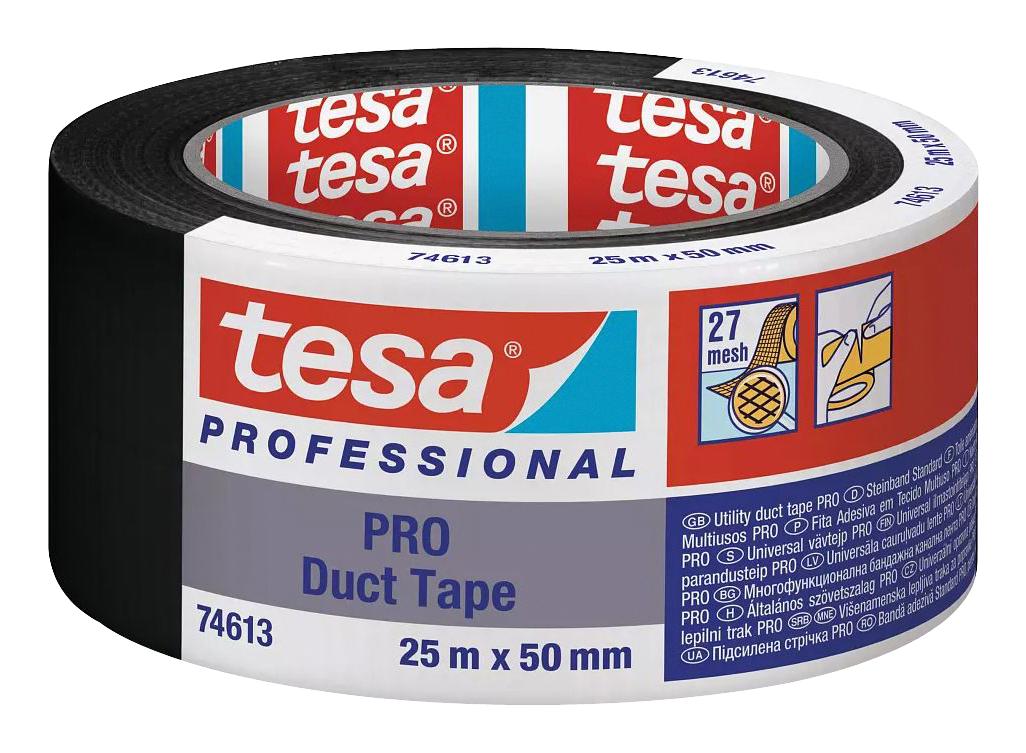 Tesa 74613, Black, 25M X 50mm Tape, Duct, 50mm X 25M, Black