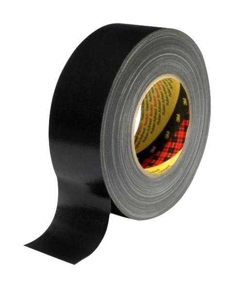 3M 389, Black, 50M X 50mm Tape, Cloth, 50M X 50mm, Black