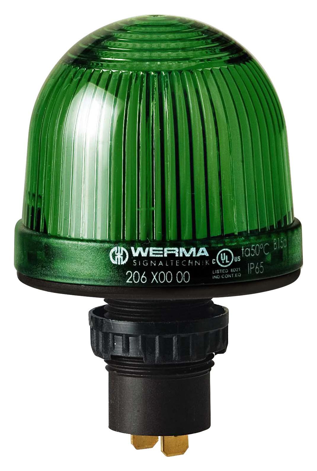 WERMA 20620000 Beacon, Steady, Green, 48Vac/dc