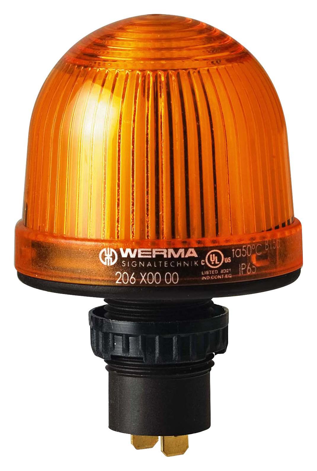 WERMA 20630000 Beacon, Steady, Yellow, 48Vac/dc