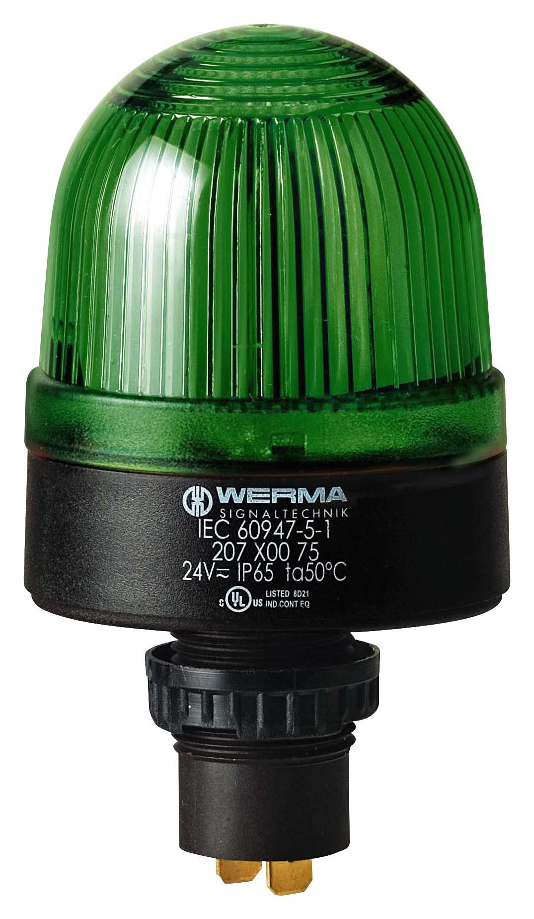 WERMA 20720068 Beacon, Led, Steady, Green, 230Vac