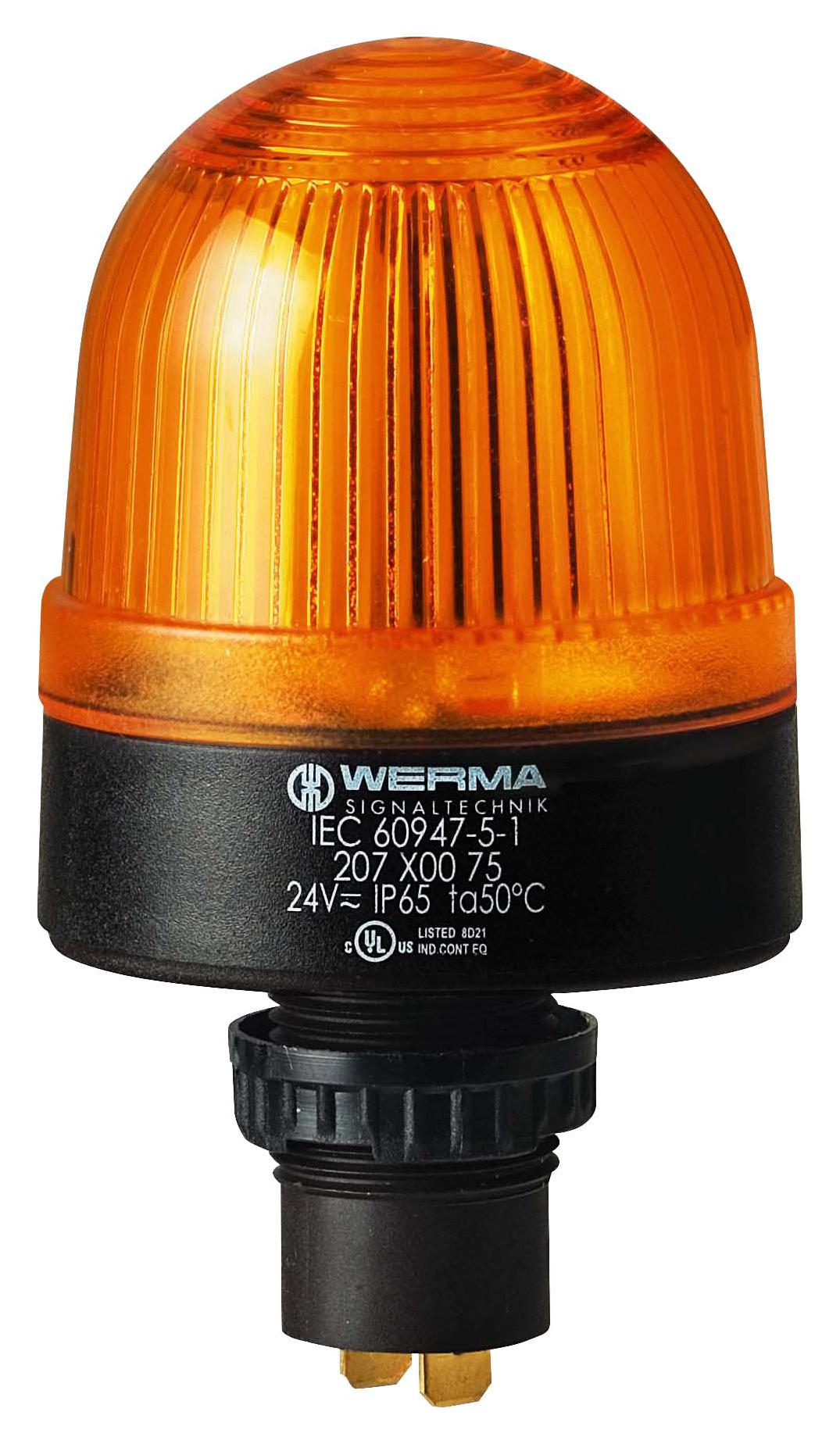 WERMA 20830068 Beacon, Xenon, Flashing, Yellow, 230Vac