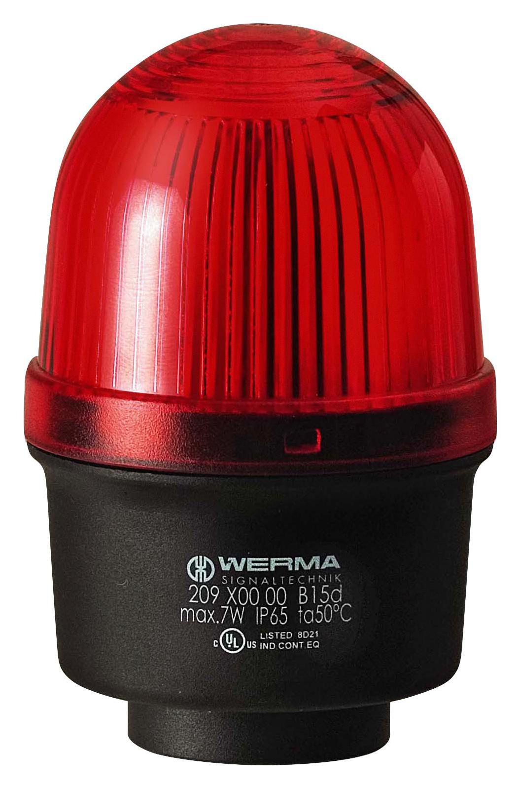 WERMA 20910000 Beacon, Steady, Red, 230Vac/dc