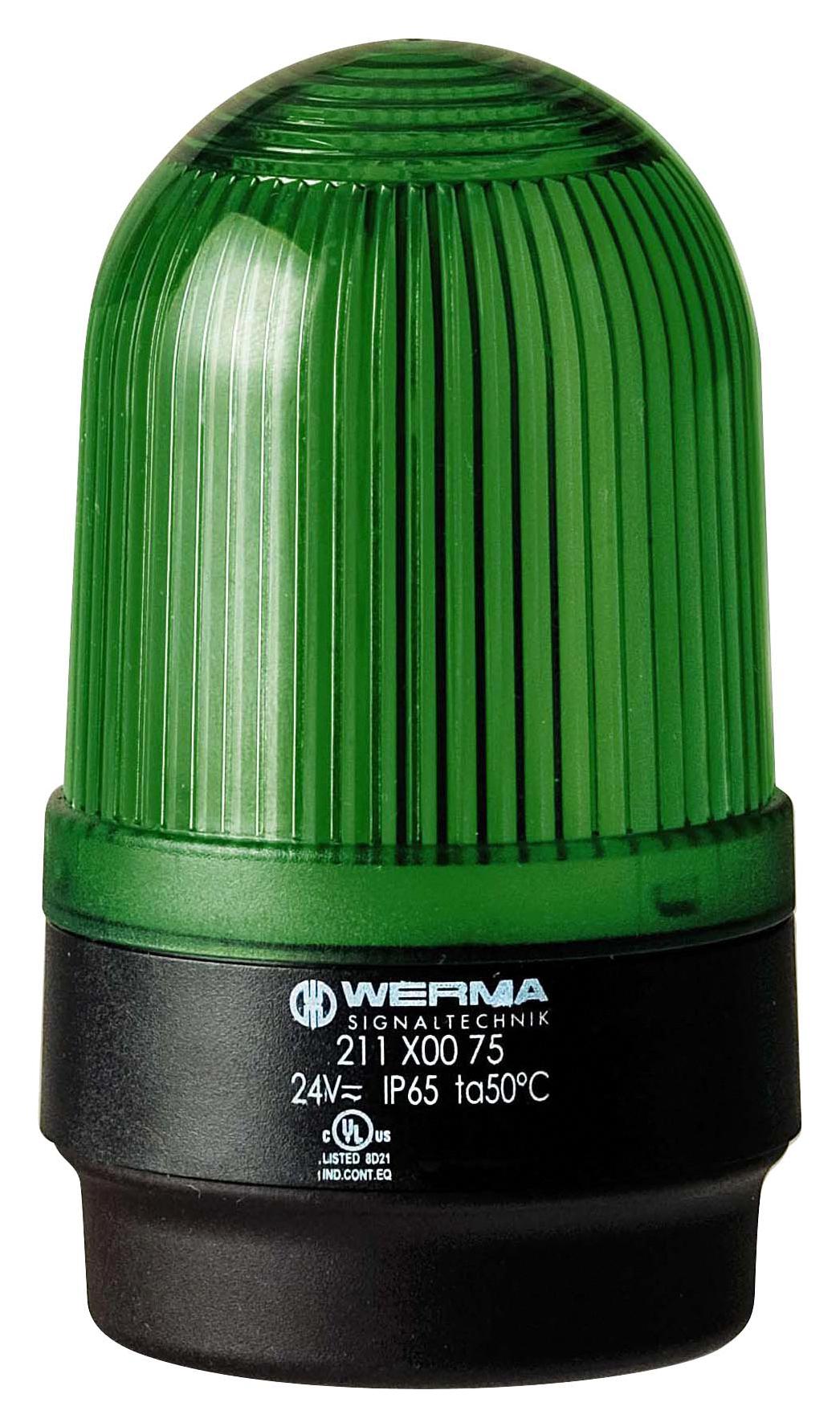 WERMA 21120068 Beacon, Led, Steady, Green, 230Vac