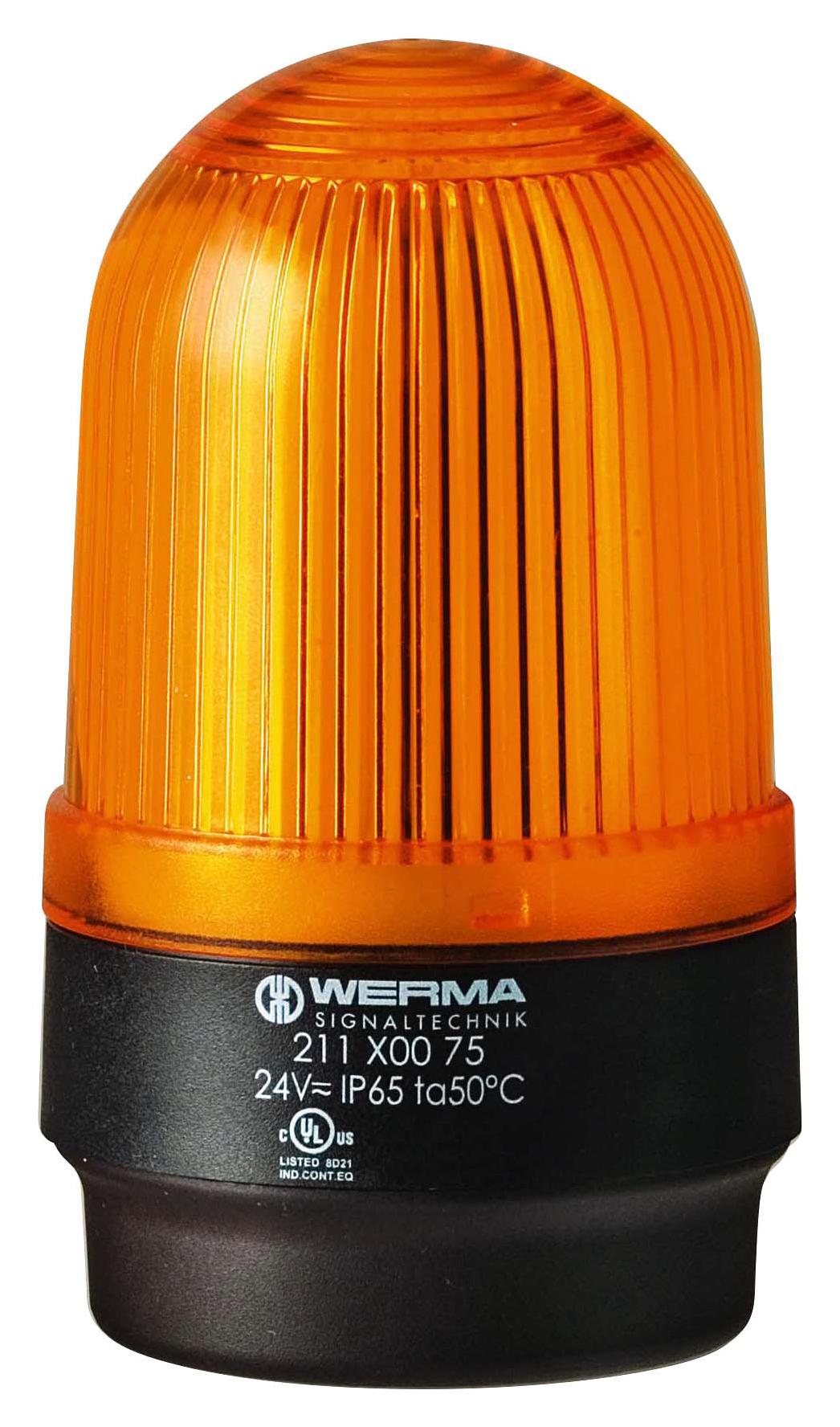 WERMA 21230055 Beacon, Xenon, Flashing, Yellow, 24Vdc