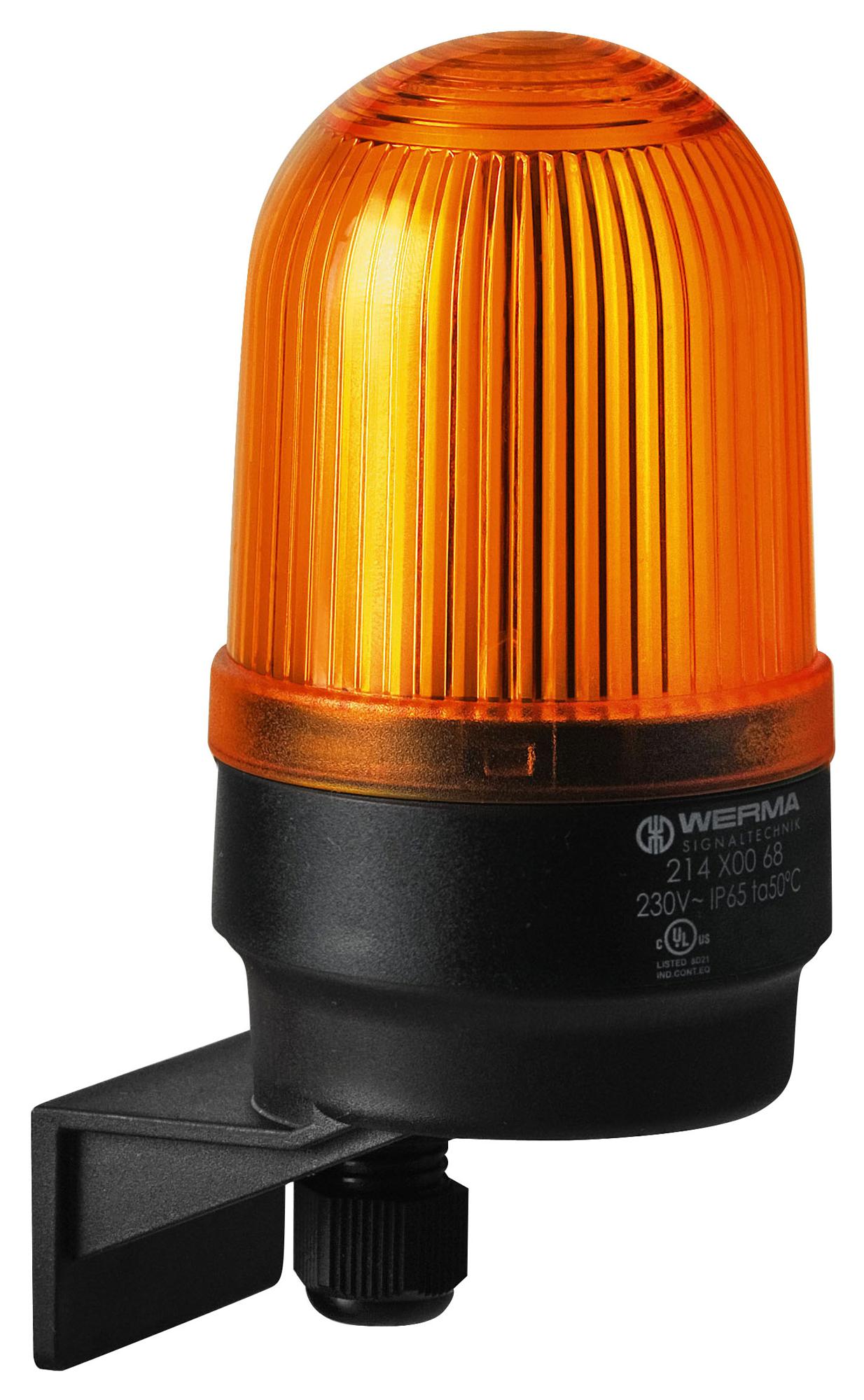 WERMA 21530068 Beacon, Xenon, Flashing, Yellow, 230Vac