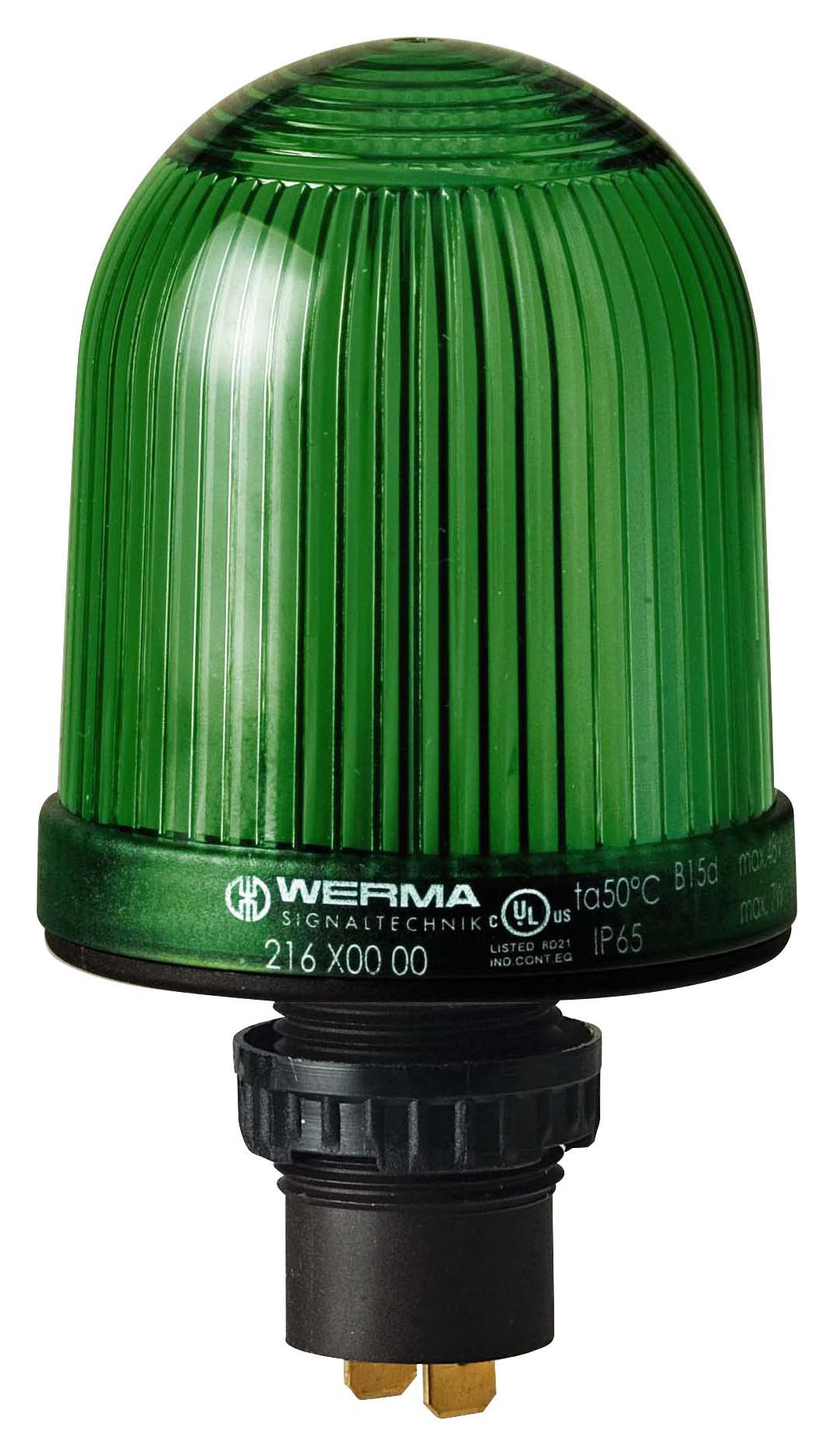 WERMA 21620000 Beacon, Steady, Green, 48Vac/dc