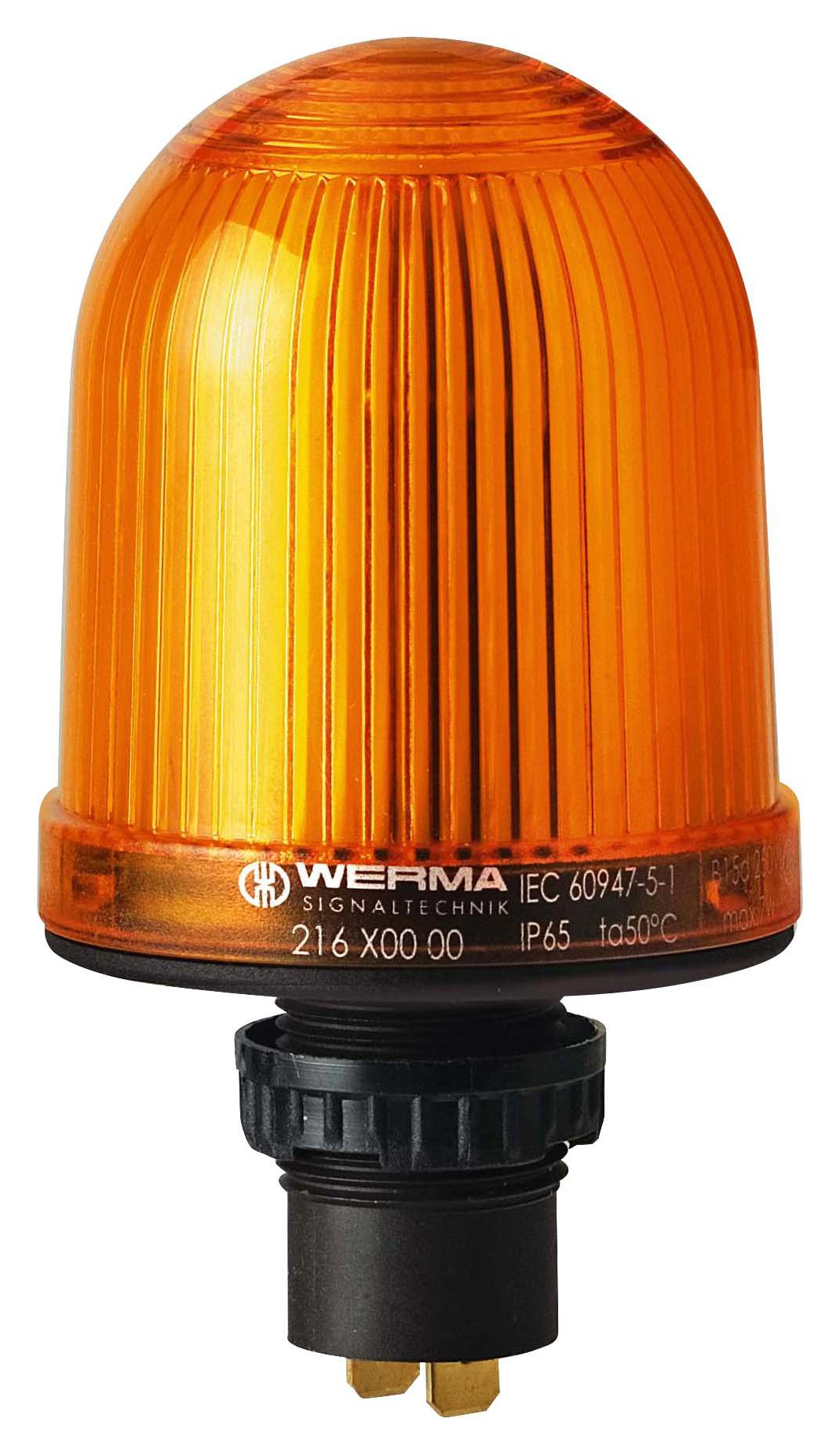 WERMA 21630000 Beacon, Steady, Yellow, 48Vac/dc