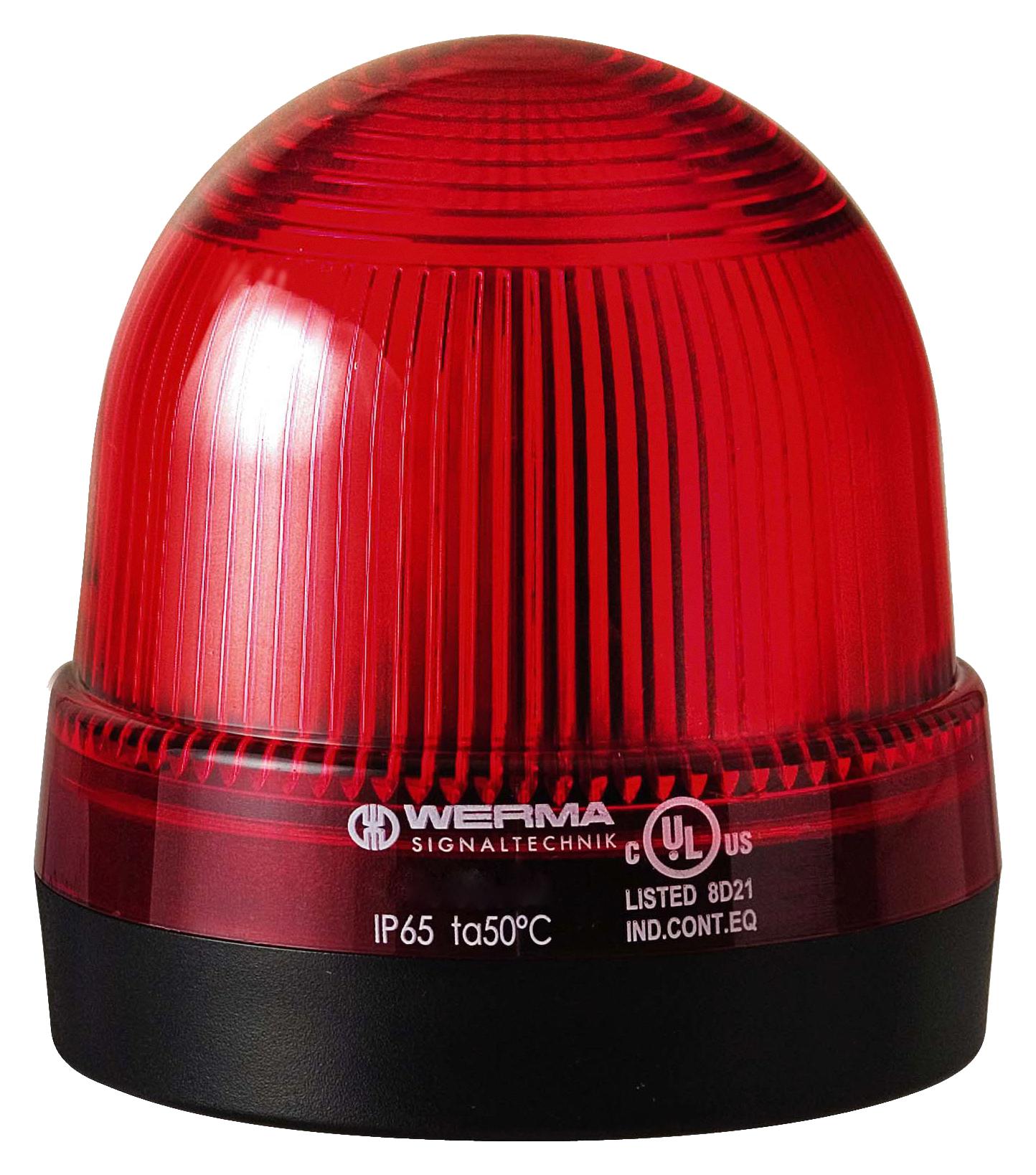 WERMA 22110075 Beacon, Led, Steady, Red, 24Vac/dc