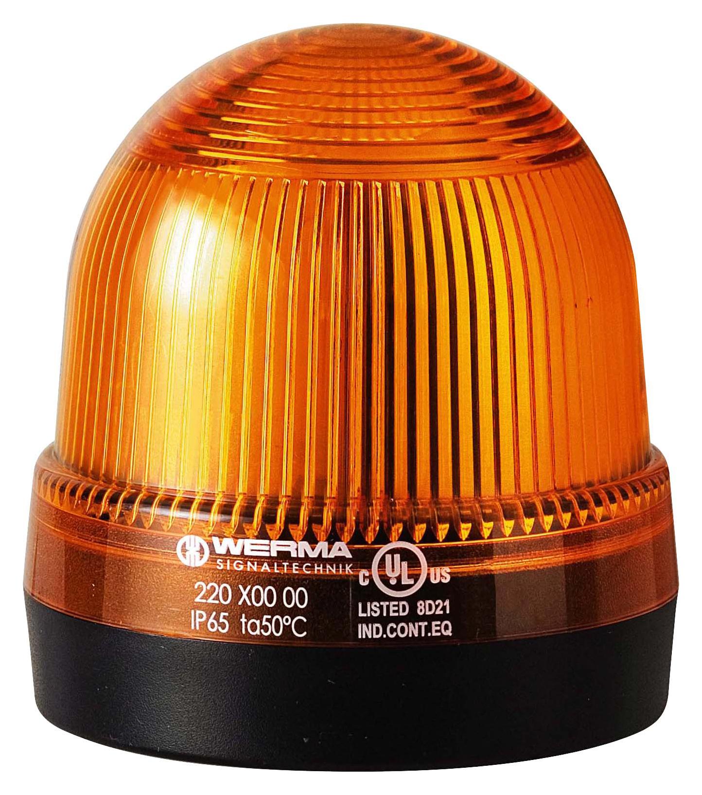 WERMA 22130068 Beacon, Led, Steady, Yellow, 230Vac