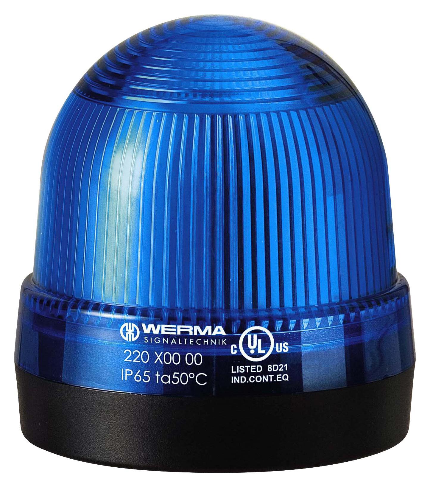 WERMA 22050000 Beacon, Steady, Blue, 230Vac/dc