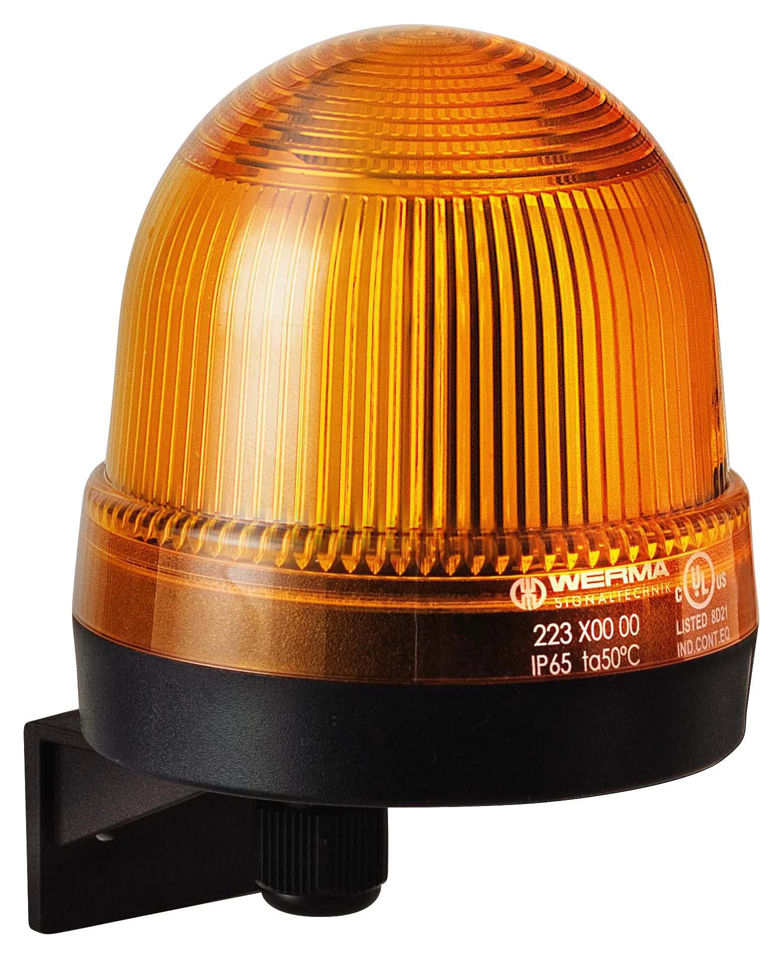 WERMA 22430075 Beacon, Led, Steady, Yellow, 24Vac/dc