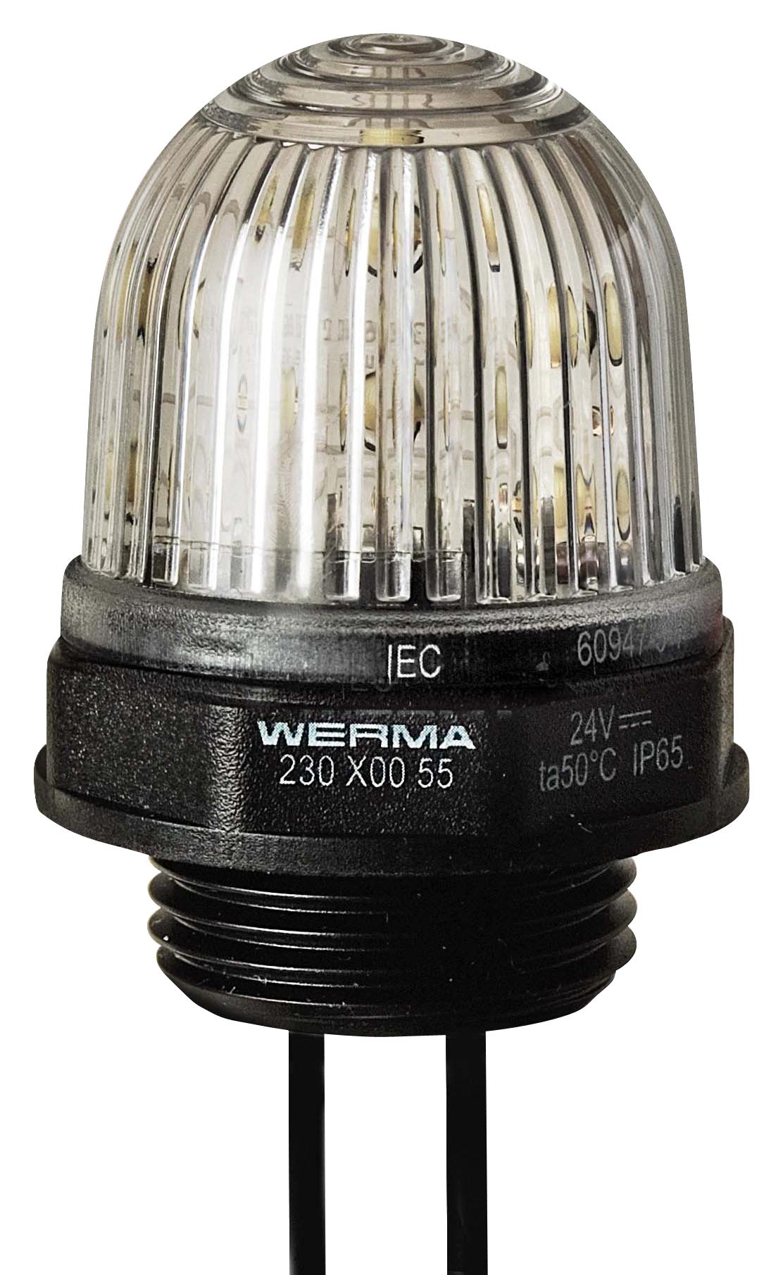 WERMA 23040455 Beacon, Led, Steady, White, 24Vdc