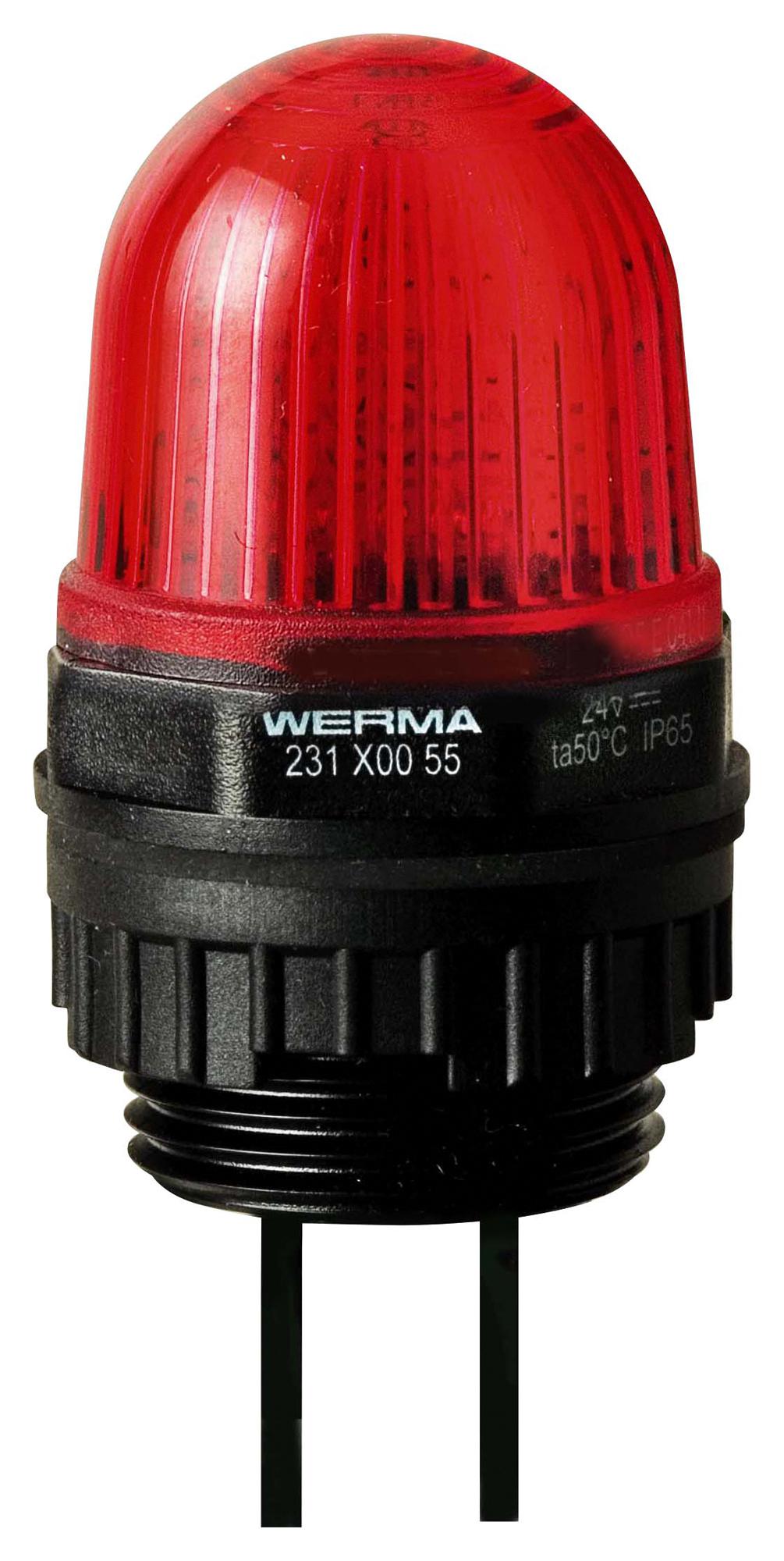 WERMA 23110068 Beacon, Led, Steady, Red, 230Vac