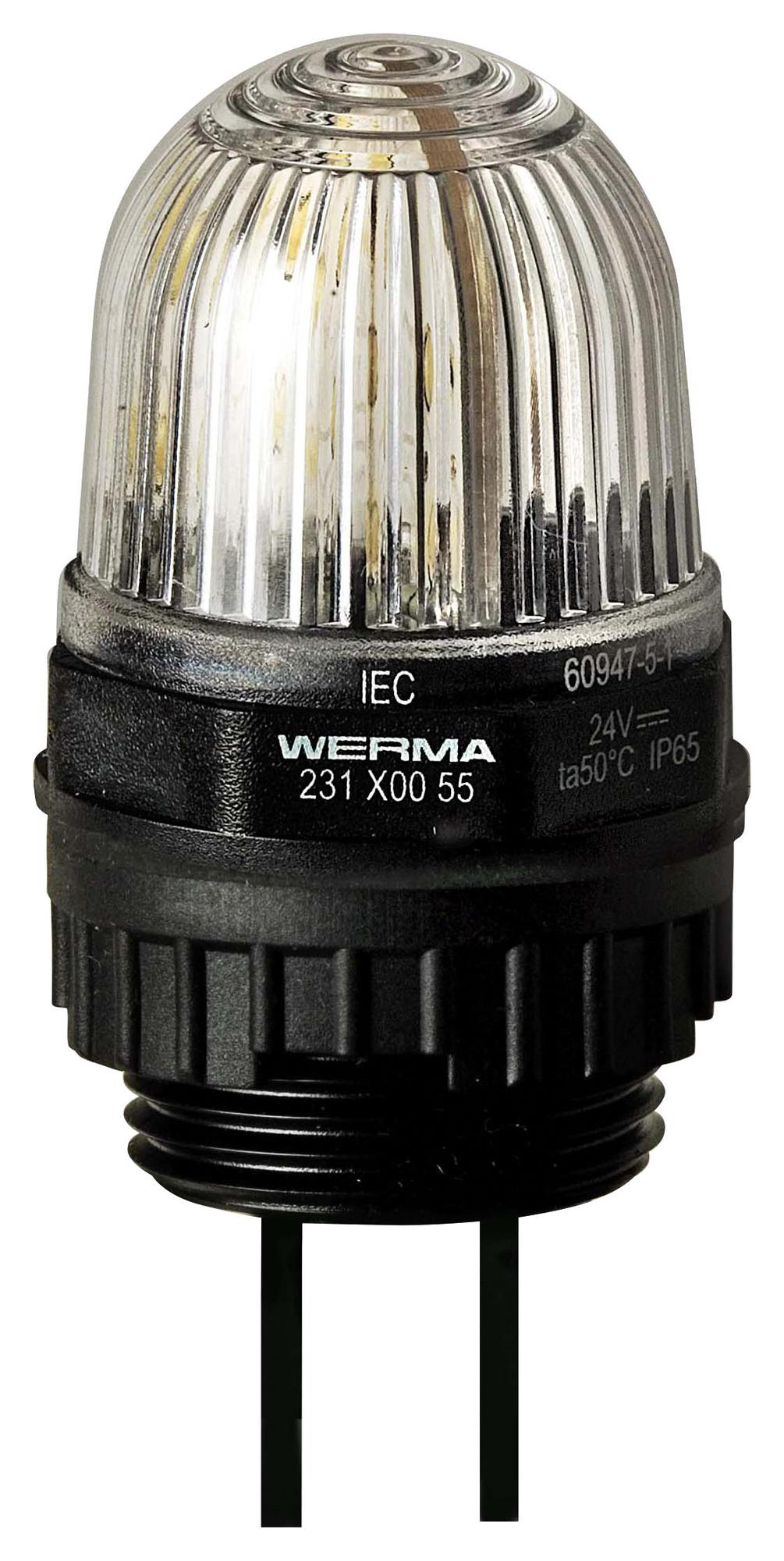 WERMA 23140054 Beacon, Led, Steady, White, 12Vdc