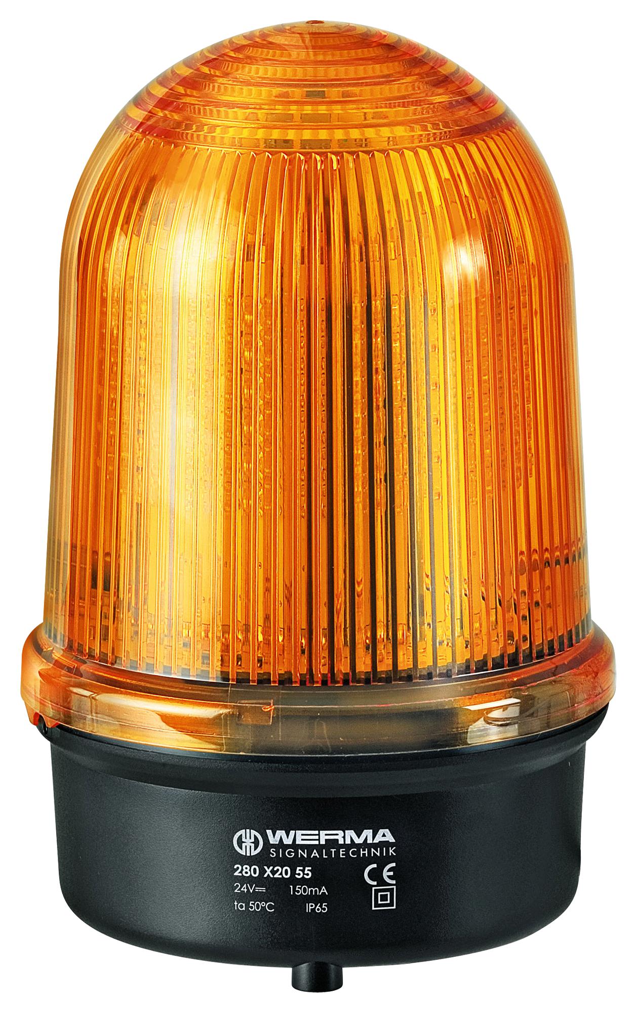 WERMA 28030068 Beacon, Led, Steady, Yellow, 230Vac