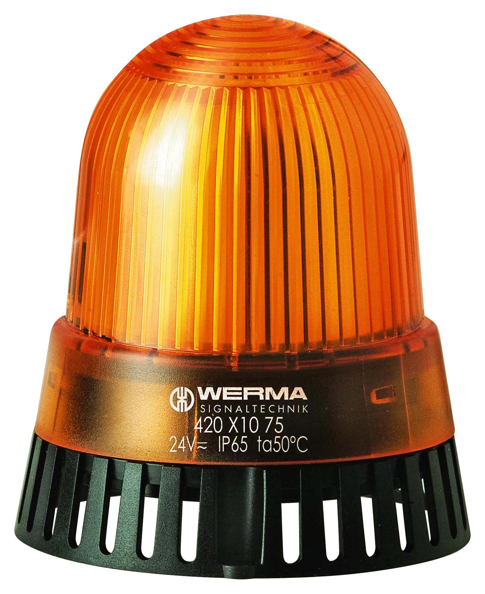 WERMA 42132075 Beacon/sounder, 8 Tone, Flg, 105Db, 24V