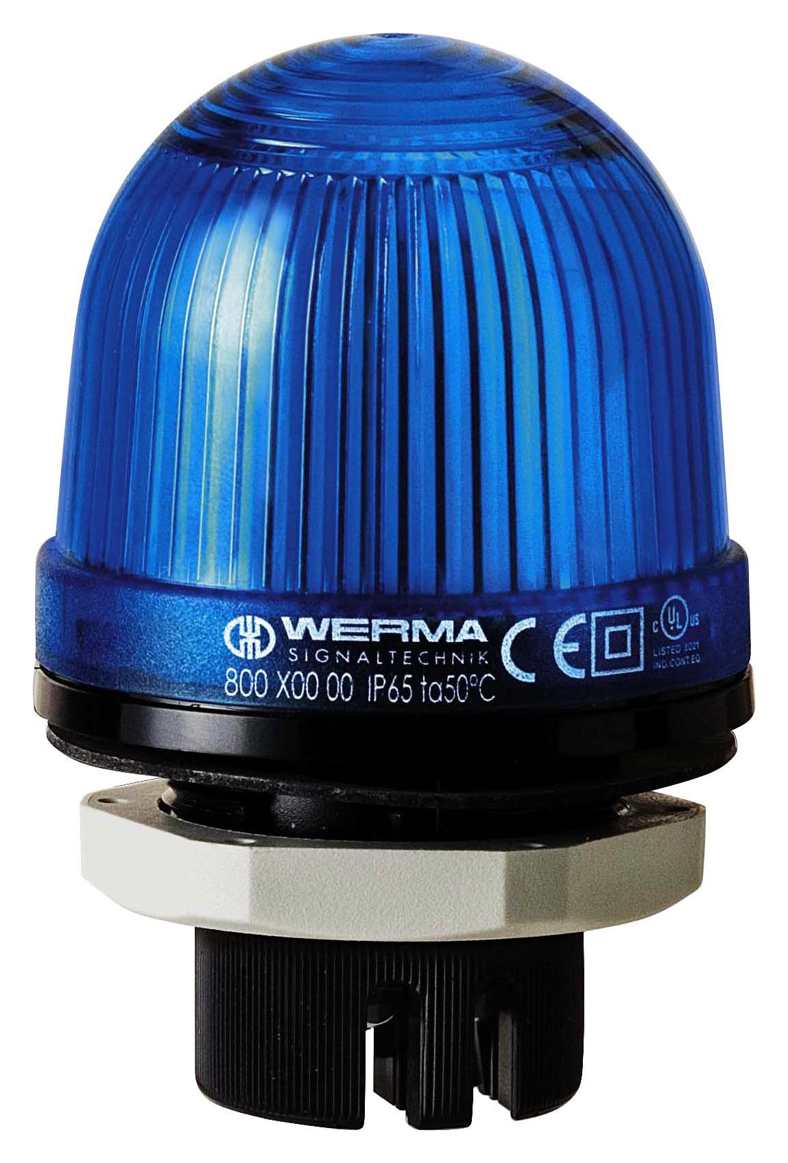 WERMA 80050000 Beacon, Steady, Blue, 230Vac/dc