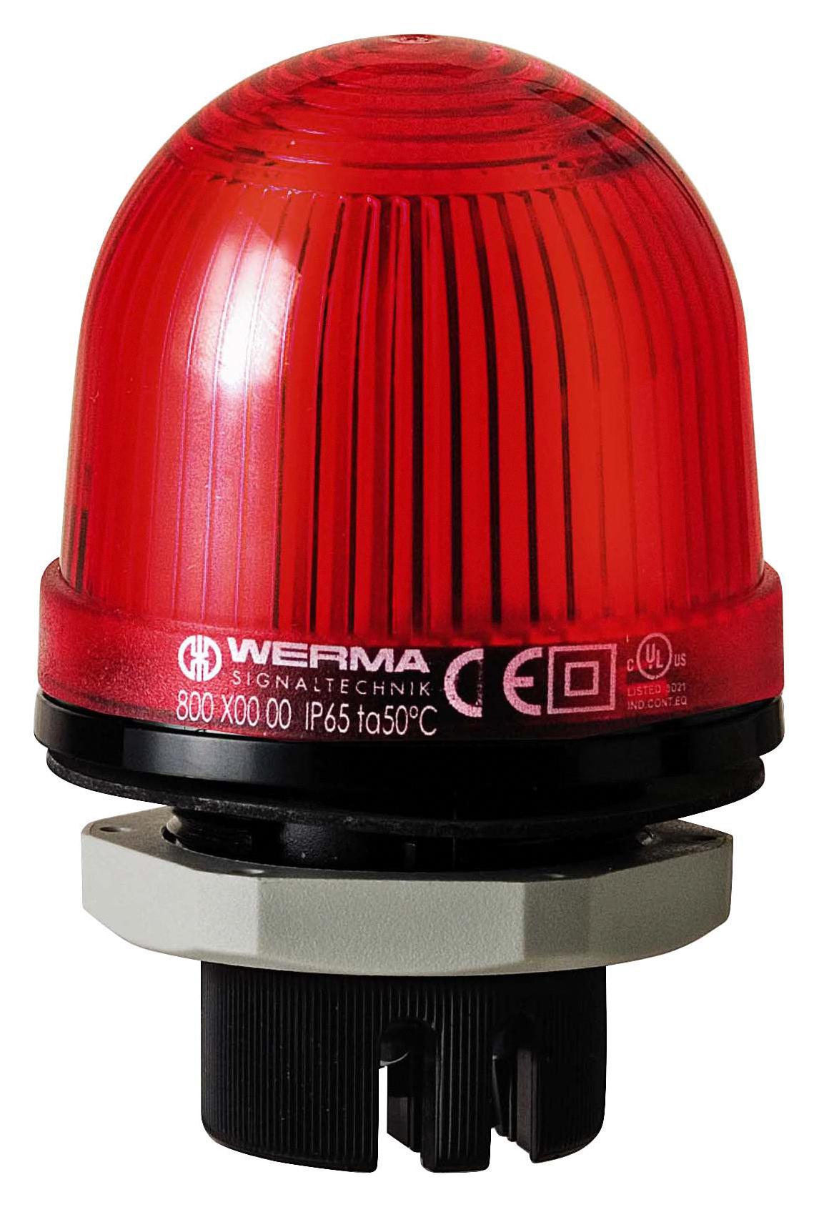 WERMA 80210068 Beacon, Xenon, Flashing, Red, 230Vac