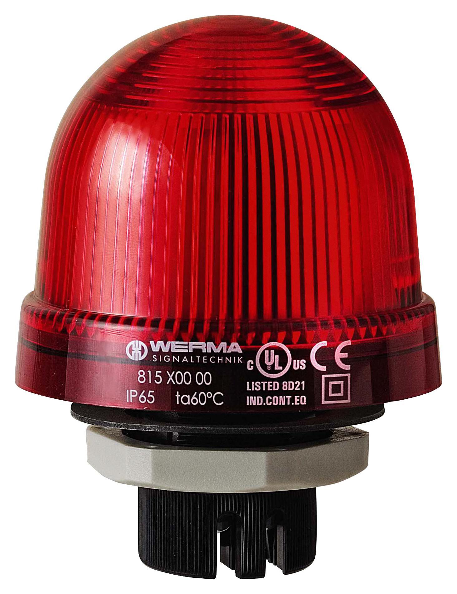 WERMA 81710068 Beacon, Xenon, Flashing, Red, 230Vac