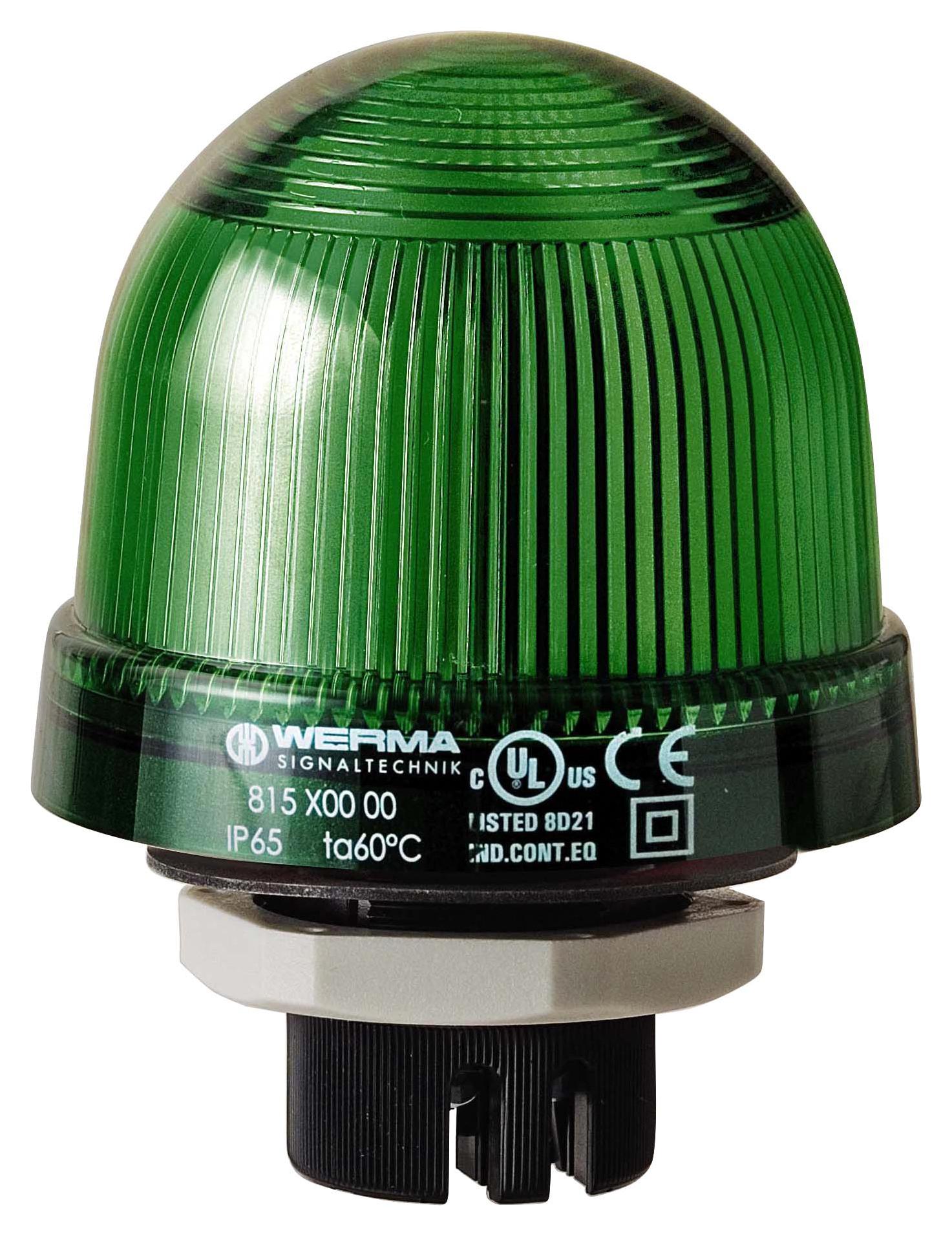 WERMA 81620055 Beacon, Led, Steady, Green, 24Vac/dc