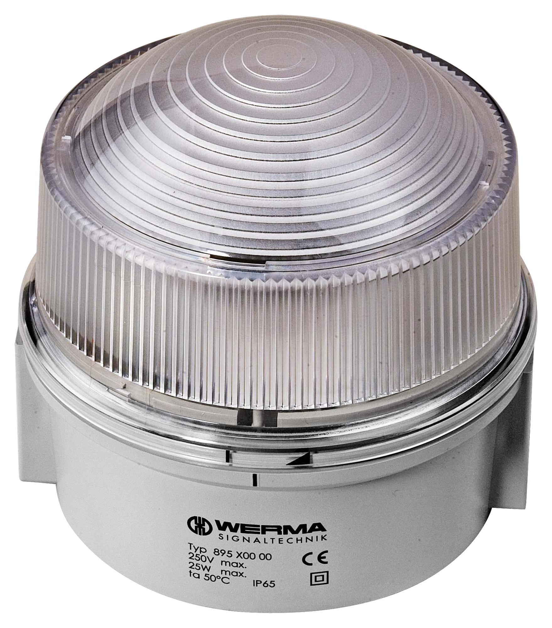 WERMA 89540000 Beacon, Steady, White, 230Vac/dc