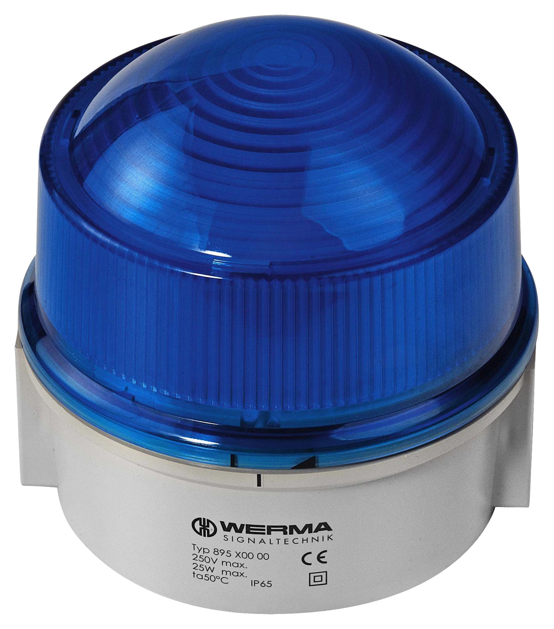 WERMA 89550000 Beacon, Steady, Blue, 230Vac/dc