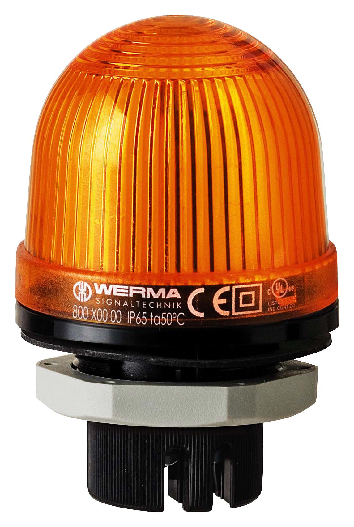 WERMA 80130067 Beacon, Led, Steady, Yellow, 115Vac