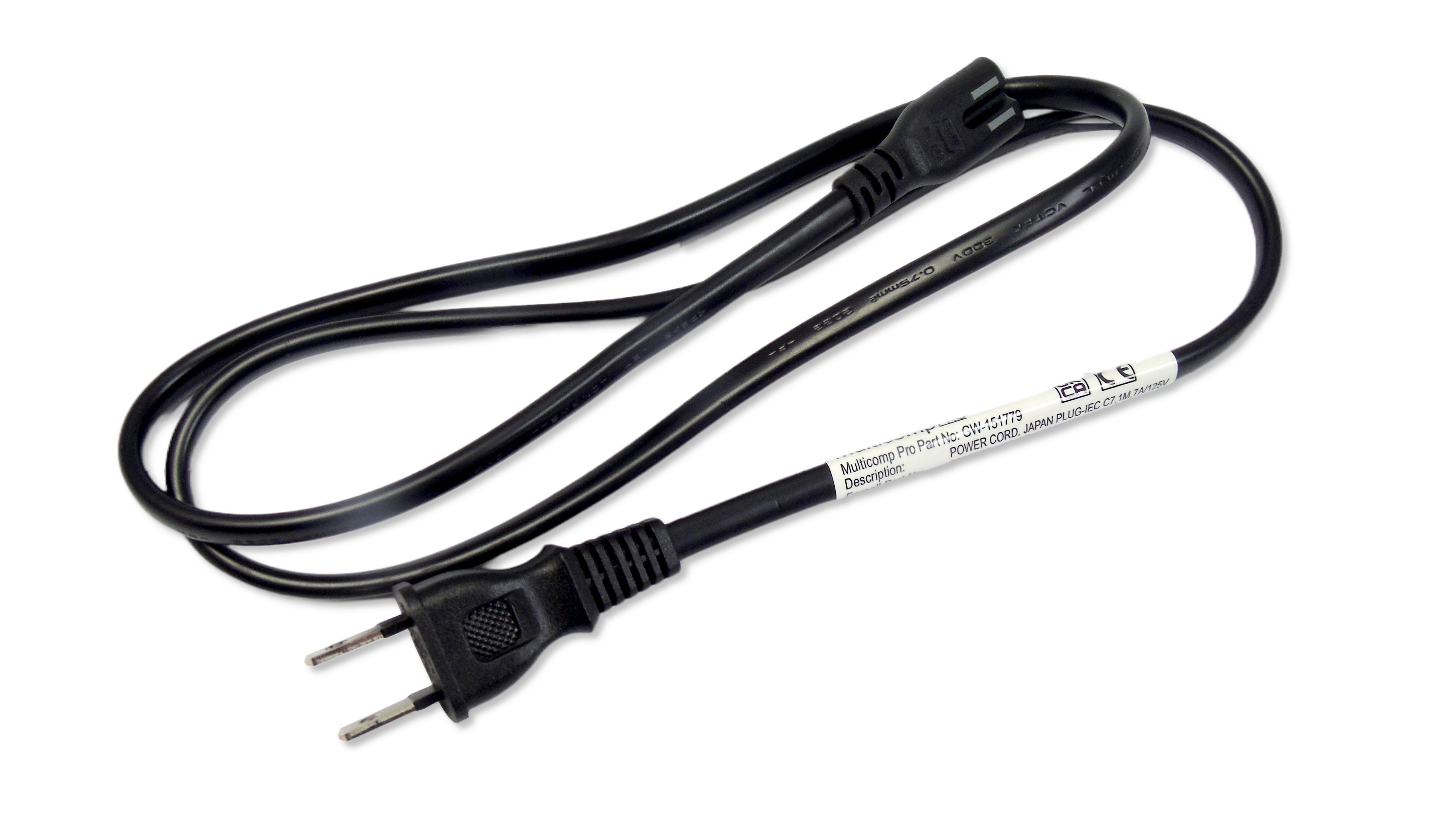 Multicomp Pro Gw-151779 Pwr Cord, Japan Plug-Iec C7, 1M, 7A/125V