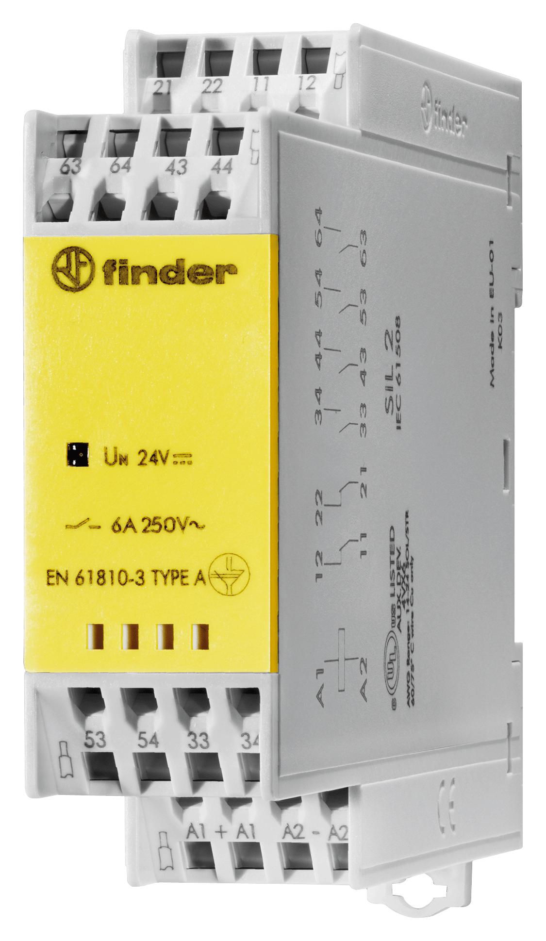 Finder Relays Relays 7S.16.8.230.5420 Safety Relay, 4No/2Nc, 6A, 250Vac