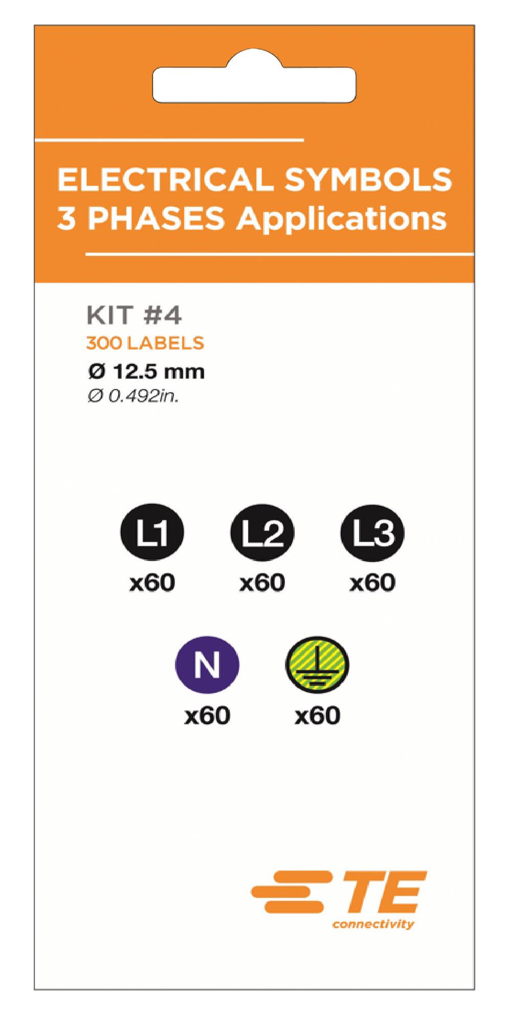 Te Connectivity 2404100-1 Label, 3 Phases, 12.5mm, Multicolour